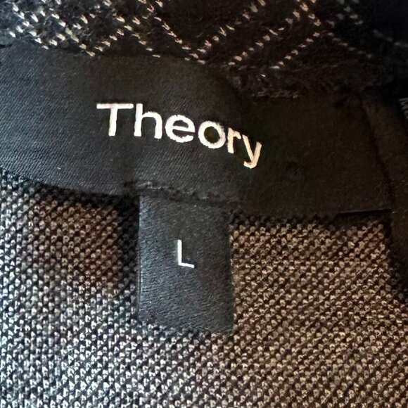 Theory Mock Neck Tunic Structured Knit Top Shirt Blouse Windowpane Size Large - Picture 10 of 11